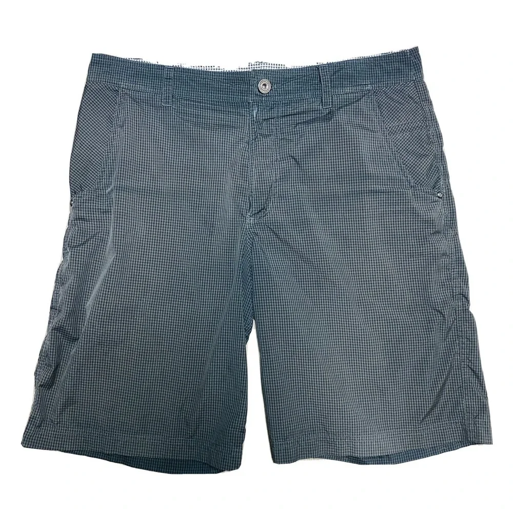 Lululemon Mens Grey & Black Plaid Casual‎ Activewear 5 Pocket Shorts Size 34